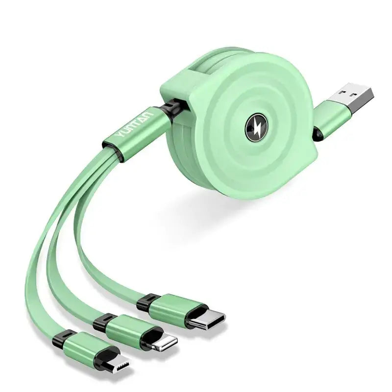 3-in-1 Retractable Fast Charging Data Cable (Type-C & Apple)