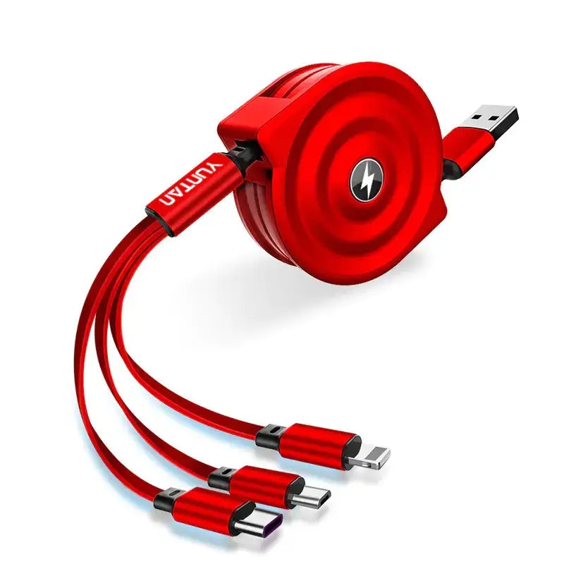 3-in-1 Retractable Fast Charging Data Cable (Type-C & Apple)