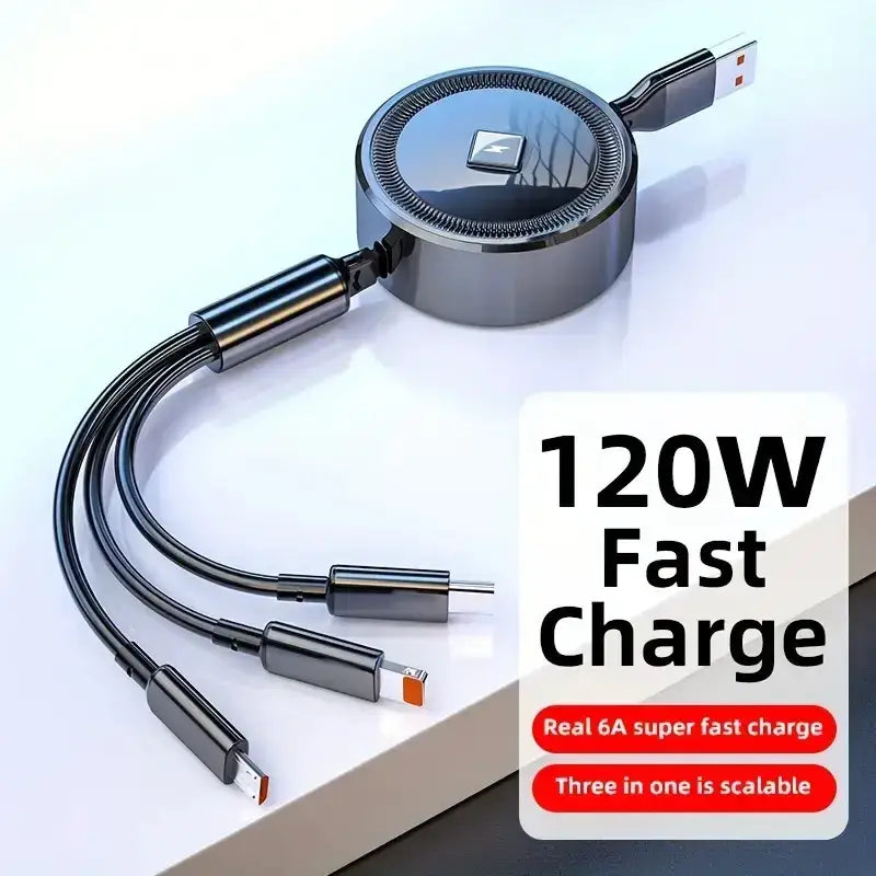 3-in-1 Retractable USB Data Charging Cable