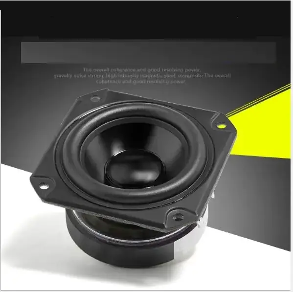 Black hexagonal speaker driver with a matte finish and a central cone.