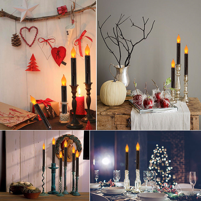 Black Long Candle with Shell for Home Decor