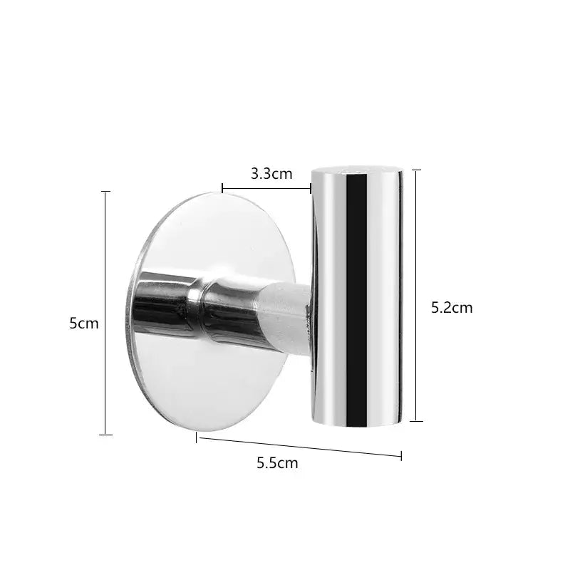 Chrome-finished t-shaped wall hook with a circular mounting plate.