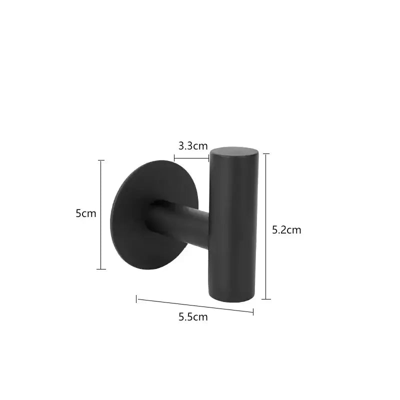 Black matte-finished wall-mounted hook with a cylindrical design and circular base.