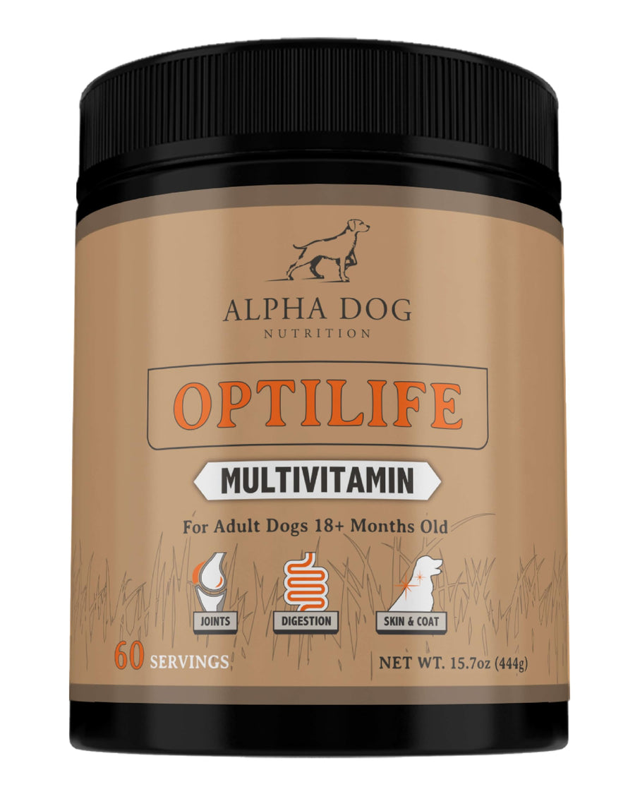 OptiLife Dog Multivitamin Powder - Adult Dog Multivitamin with Probiotics Allergy Support Joint Support Skin & Coat Support - Dog Vitamins and Supplements - Multivitamin for Dogs (60 Servings)
