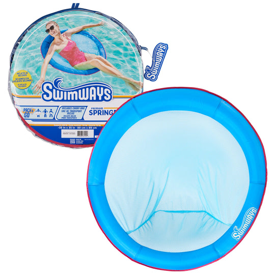 SwimWays Spring Float Premium Papasan Pool Lounger for Swimming Pool Inflatable Pool Floats Adult with Fast Inflation for Ages 15 & Up