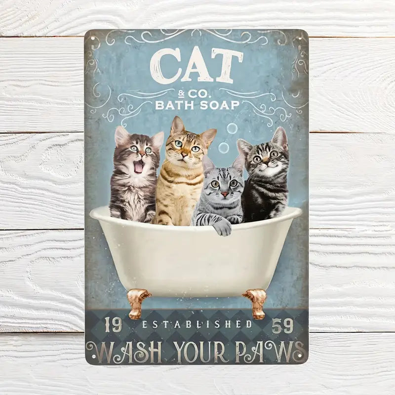 Black Cat Bath Soap Metal Poster, Vintage Aluminum Sign