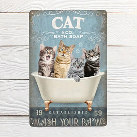 Black Cat Bath Soap Metal Poster, Vintage Aluminum Sign
