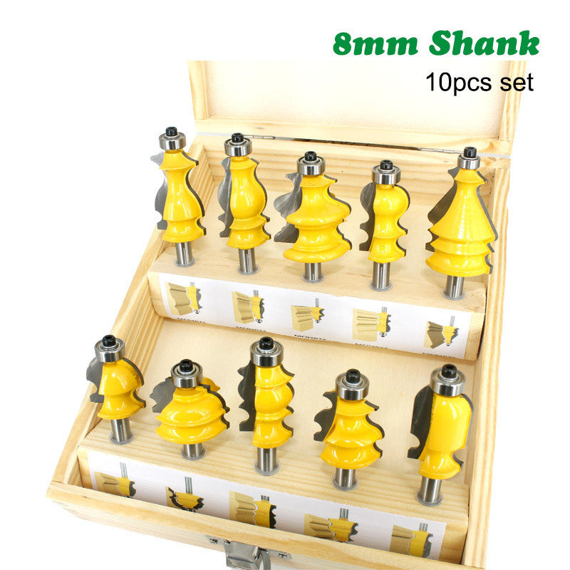 10-Piece CNC Router Bit Set with 8mm Shank