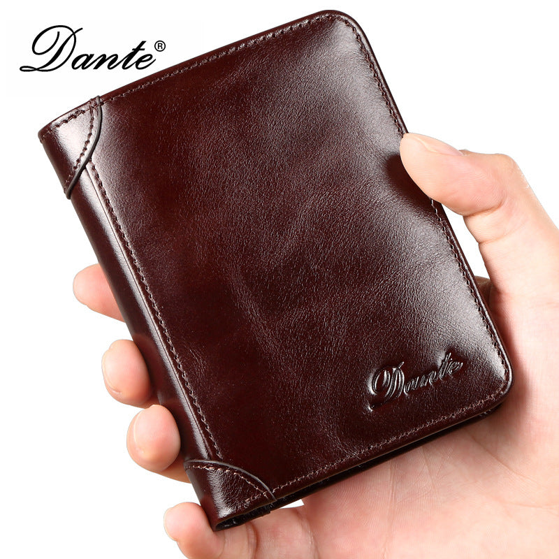 Men's Retro Anti-Theft Trifold Genuine Leather Wallet