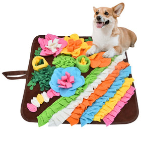 Snuffle Mat for Dogs Interactive Sniff Mat Slow Feeding Mat for Small Pets Cats Rabbits to Keep Busy Dog Puzzle Slow Feeder Treat Toy Dog Treat Dispenser for Training and Stress Relief (Brown)