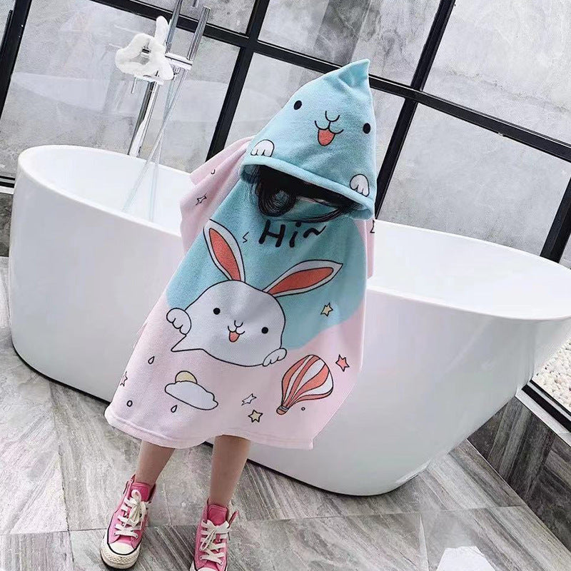 Children's Hooded Bathrobe with Soft, Absorbent Towel