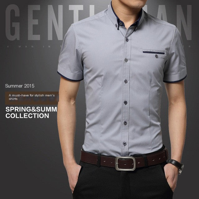 Men's Short-Sleeved Slim-Fit Casual Business Shirt