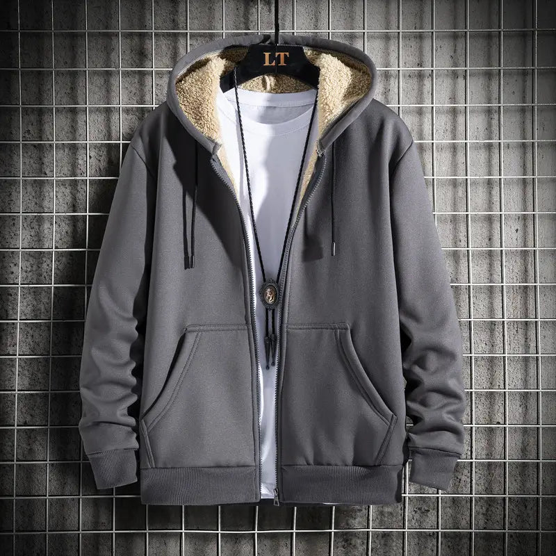 Men’s Fleece Lined Hoodie Jacket with Thick Cotton