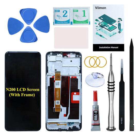 Viimon for OnePlus Nord N200 5G OEM LCD Screen with Frame Replacement Kits Compatible with Nord N200 5G DE2117 DE2118 LCD Touch Screen Digitizer Assembly with Repair Tools and Installation Manual
