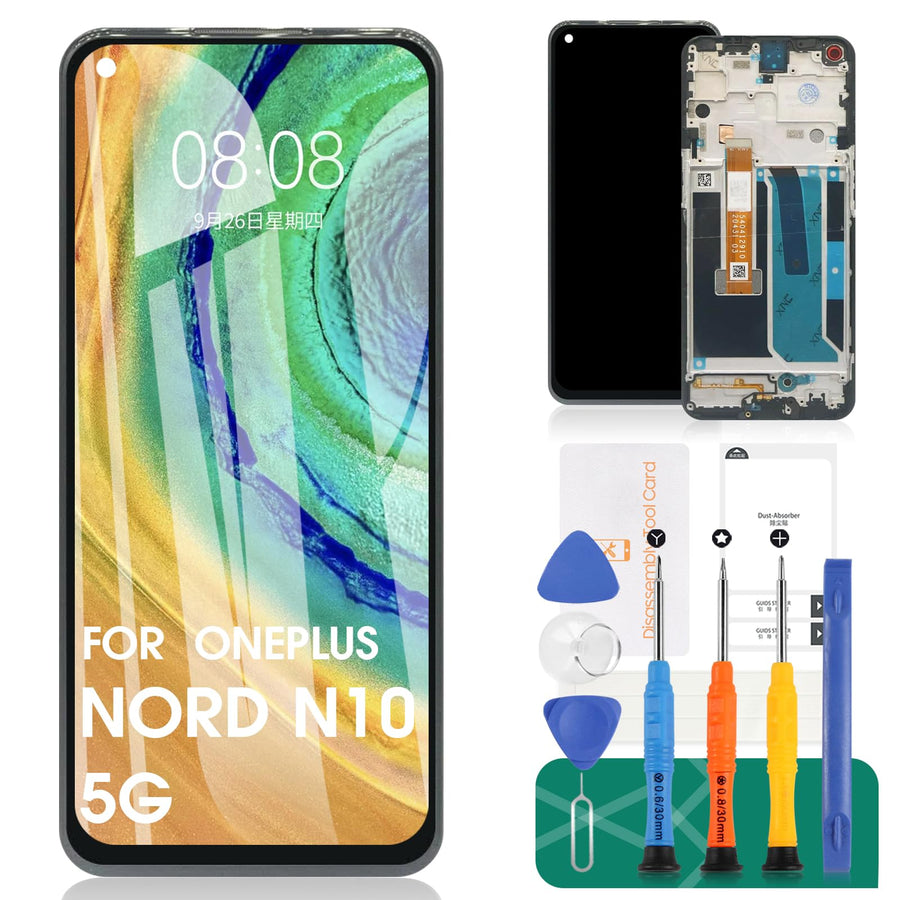 for Oneplus Nord N10 5G LCD Screen for Oneplus Nord N10 5G Screen Replacement for Oneplus Nord N10 5G LCD Display Touch Screen Digitizer Assembly Repair Kits with Frame Black (Negro)