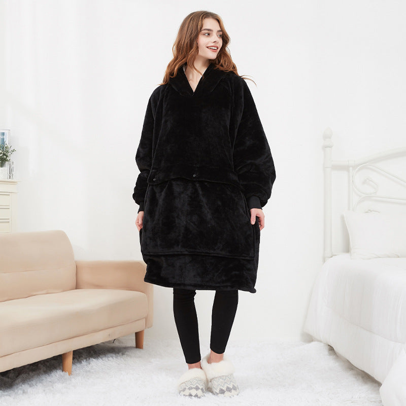 USB Heated Hoodie Blanket - Plush Double Layer Sweatshirt