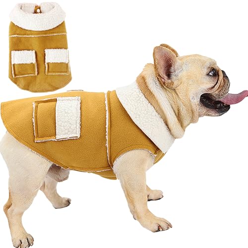 CHEERTAILS French Bulldog Clothes Frenchie Clothes Snaps Closure Winter Dog Coat Dog Jacket for Small Medium Dogs Fleece Warm Dog Sweaters for Small Dogs Boy Girl(M)