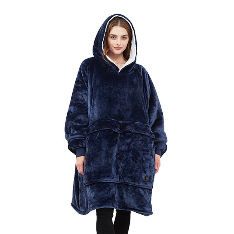 USB Heated Hoodie Blanket - Plush Double Layer Sweatshirt