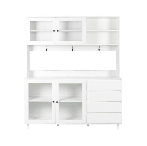63W Large Kitchen Hutch Cabinet Freestanding Pantry Cabinets Storage Kitchen Cupboard With 4 Doors 4 Drawers &