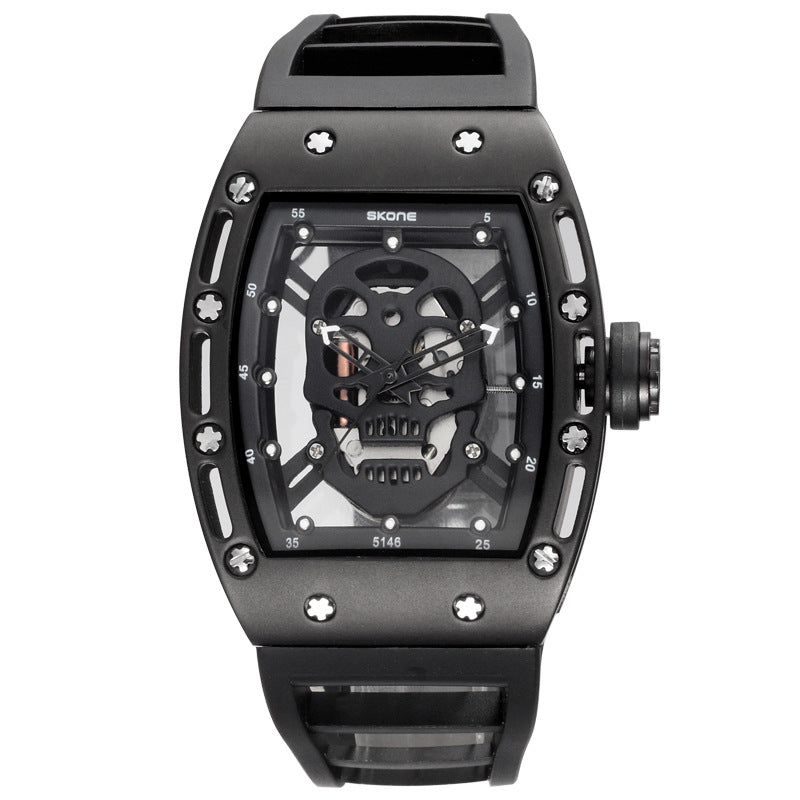 Men's Waterproof Quartz Sports Watch with Skull Design