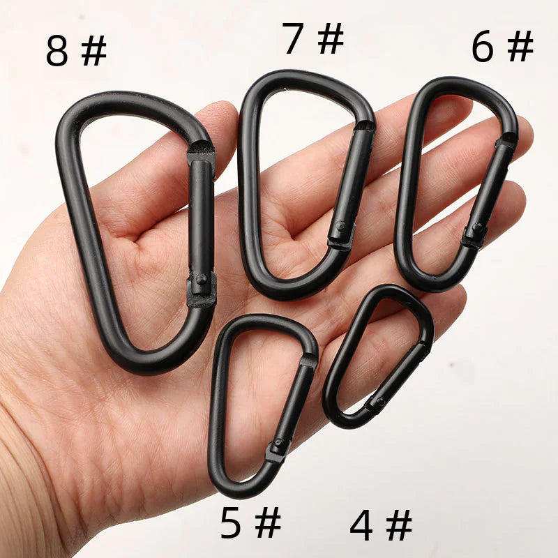 D-Shaped All-Black Aluminum Carabiner Keychain Accessory - Joomcy