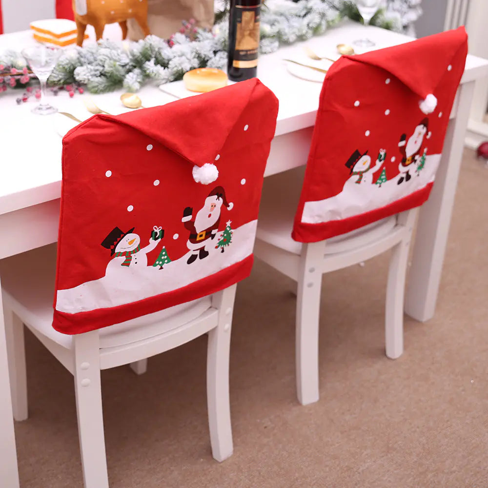 Christmas Non-Woven Fabric Chair Covers with Snowman Design - Joomcy
