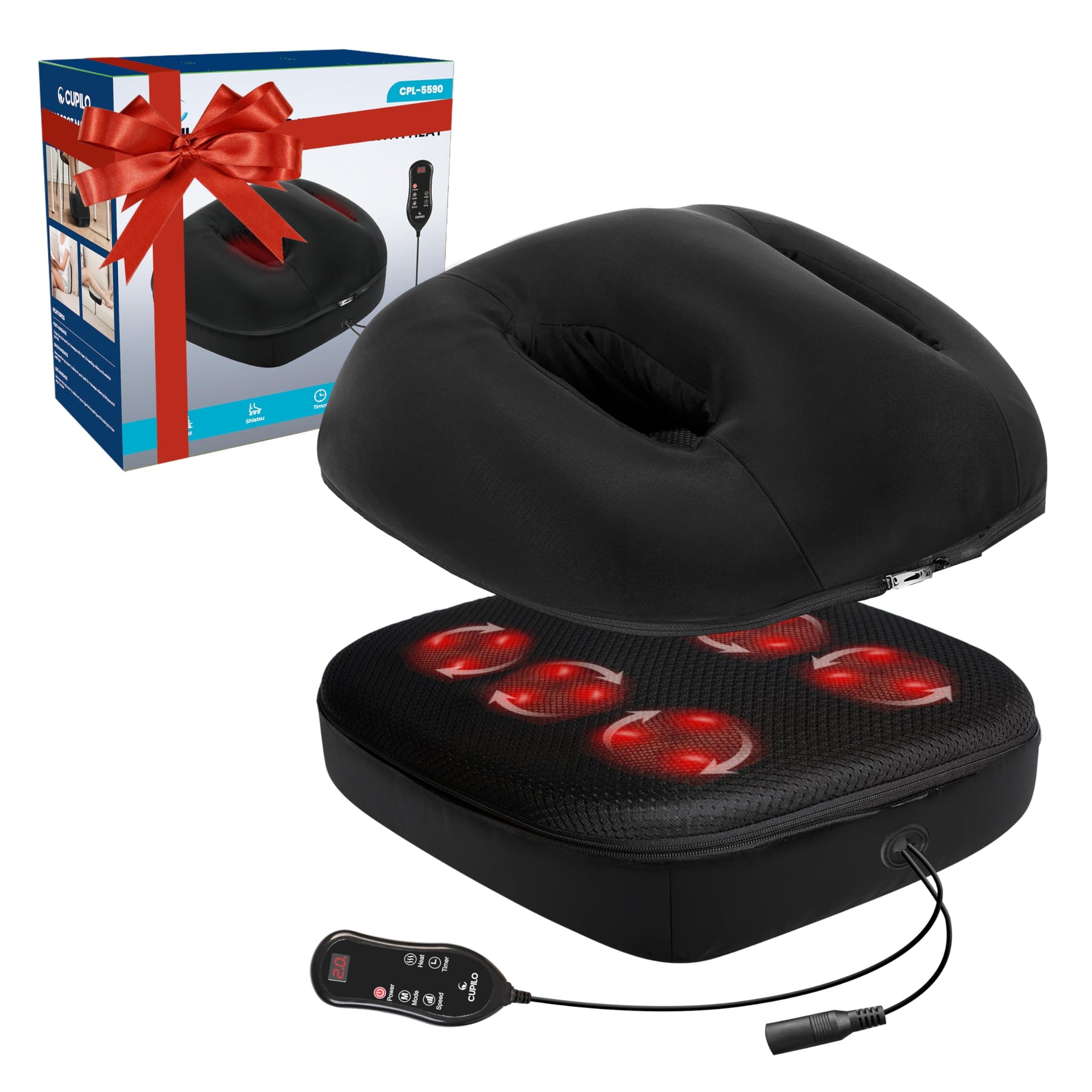 CuPiLo Upgraded Shiatsu Foot Massager with Heat FSA HSA Eligible Foot Warmer for Circulation and Plantar Fasciitis Relief Masssager for Feet Back Leg FootrestGifts for Women Men
