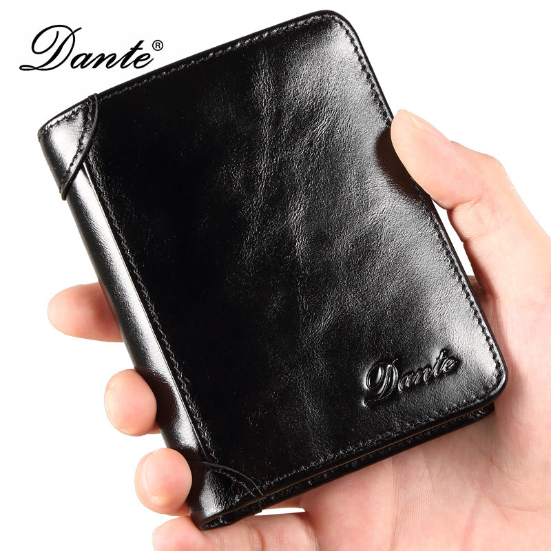 Men's Retro Anti-Theft Trifold Genuine Leather Wallet