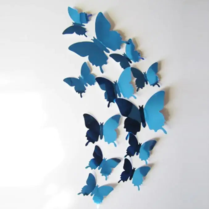 Blue gradient butterfly wall decals.