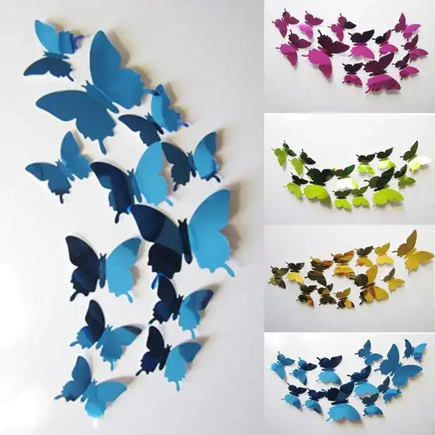 Blue gradient butterfly wall decals.