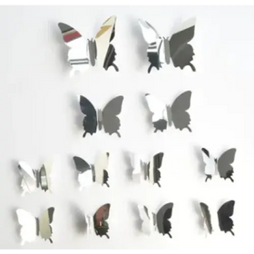 Silver and black mirrored butterfly wall decals.