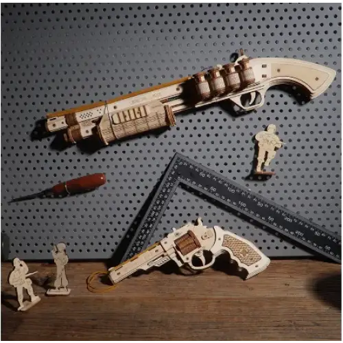 3D Wooden Military Gun Puzzle Assembly Model Toy