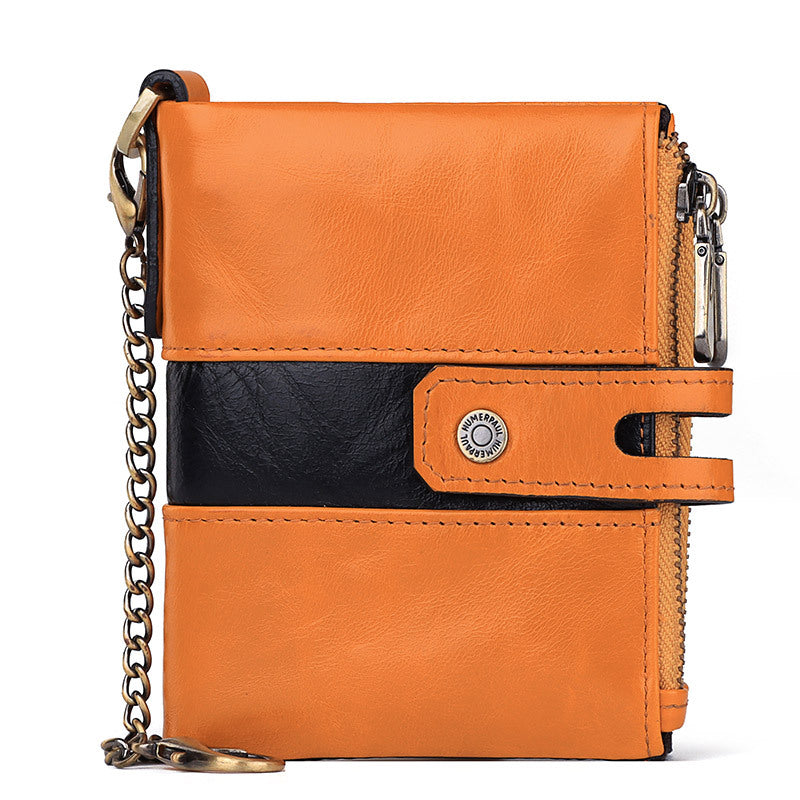 Men's Retro Leather Wallet with RFID Protection and Coin Purse