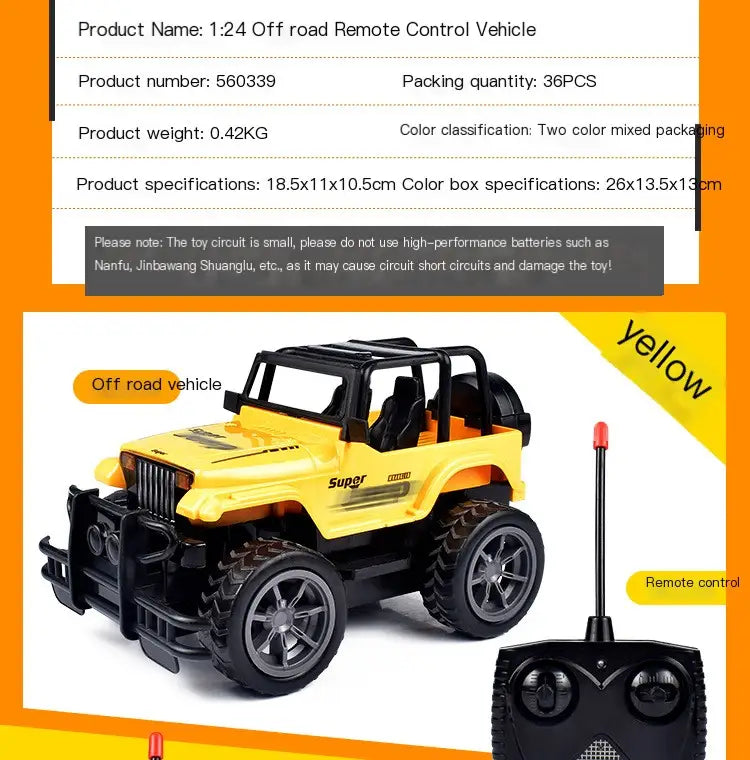 1:24 Remote Control Jeep Off-Road Drift Car Model