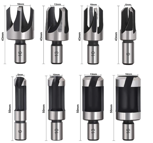GOXAWEE 4pcs Wood Plug Cutter Drill Bit Set