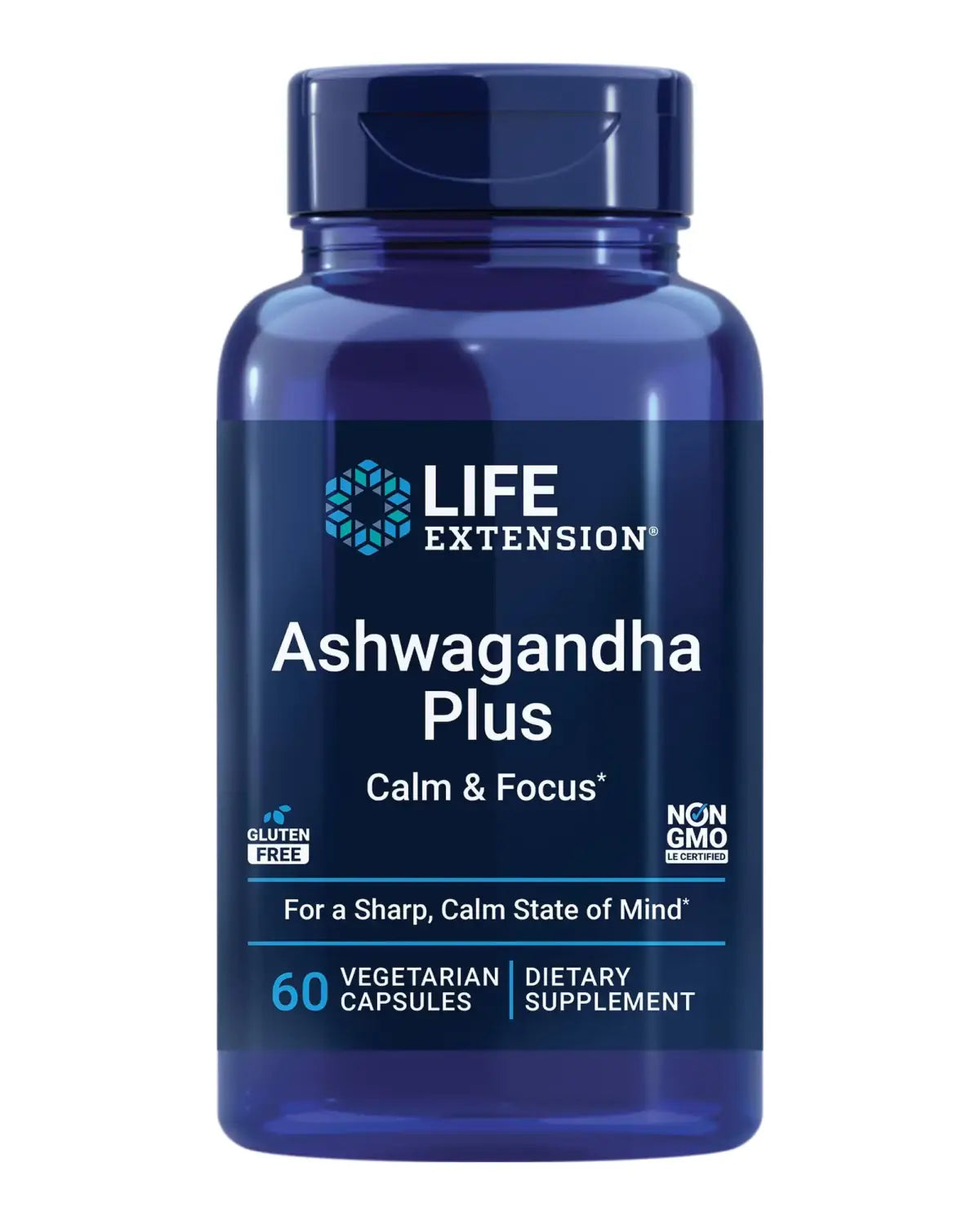 Life Extension Ashwagandha Plus Calm & Focus ashwagandha Extract Spearmint Extract Focus Attention Relaxation Advanced Formula 60 Vegetarian Capsules
