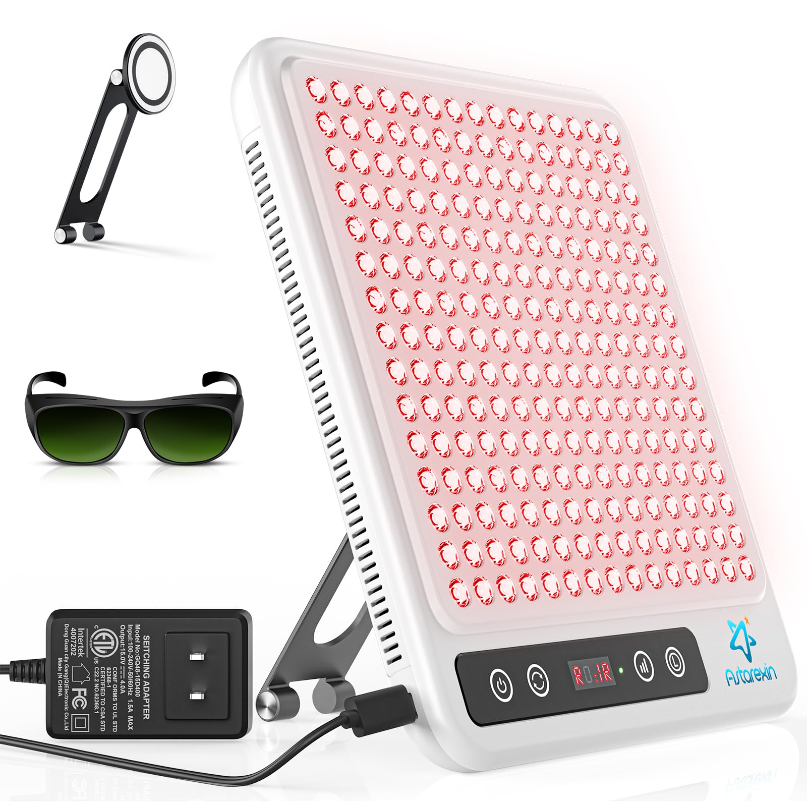 Red Light Therapy for Face 225 Dual Chip Portable Red Light Therapy Panel Device with 660nm Red Light & 850nm Near Infrared Light Lamp with Stand Timer for Body Face Skin Care (White)