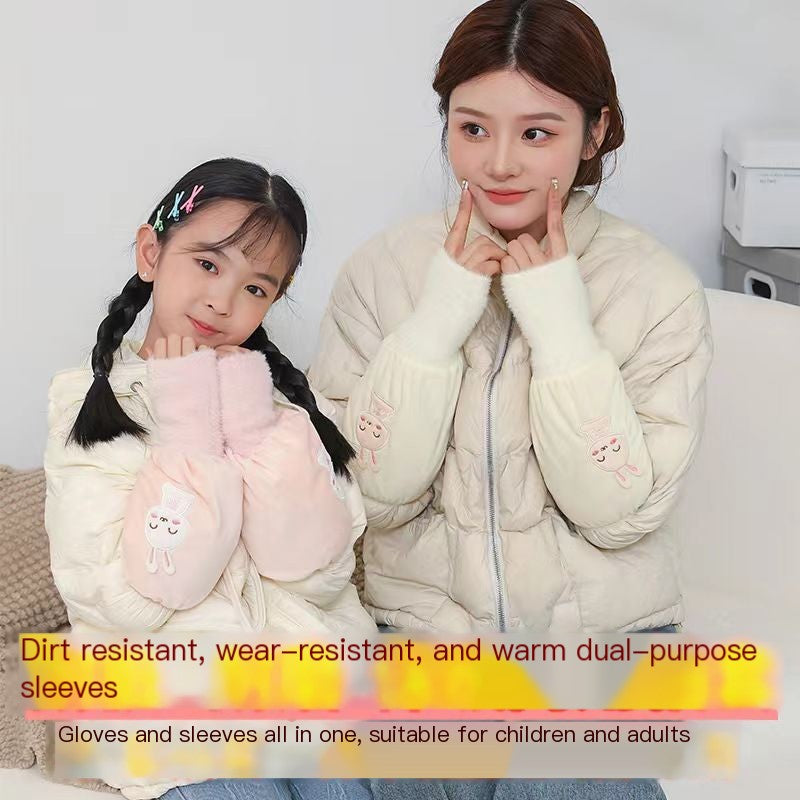 Long Sleeve Insulated Coat with Gloves for Women