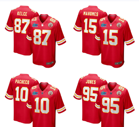 NFL Chiefs Mahomes #15 Red Super Bowl LVII Jersey