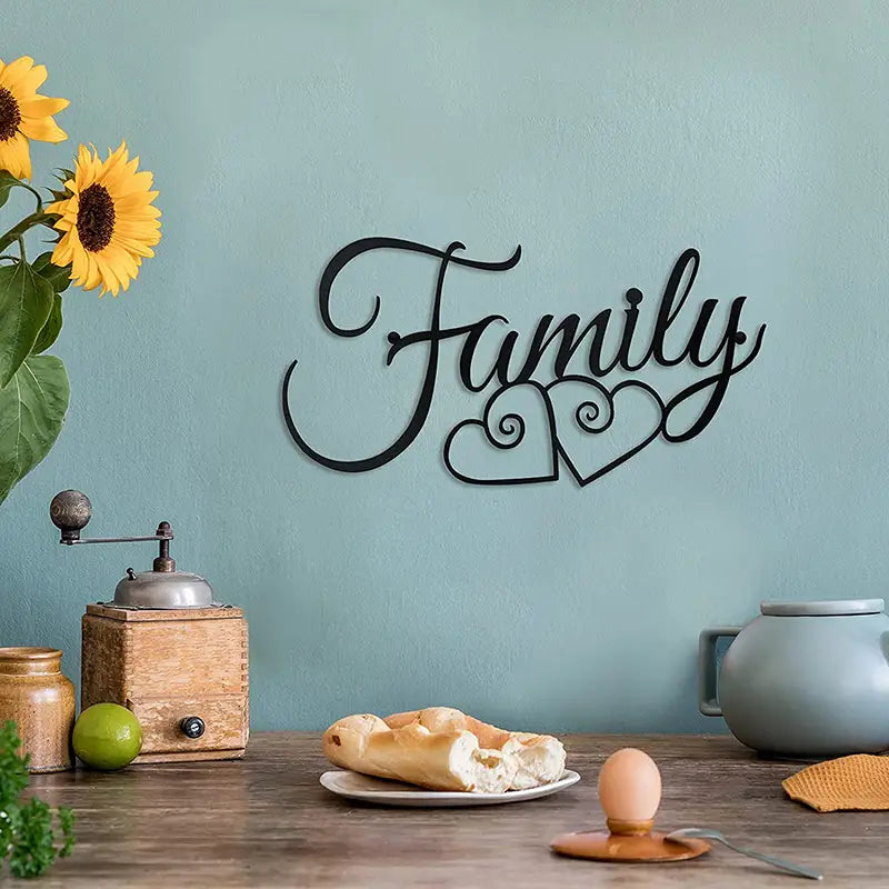Metal Family Sign Wall Art for Home Decor (1pc)