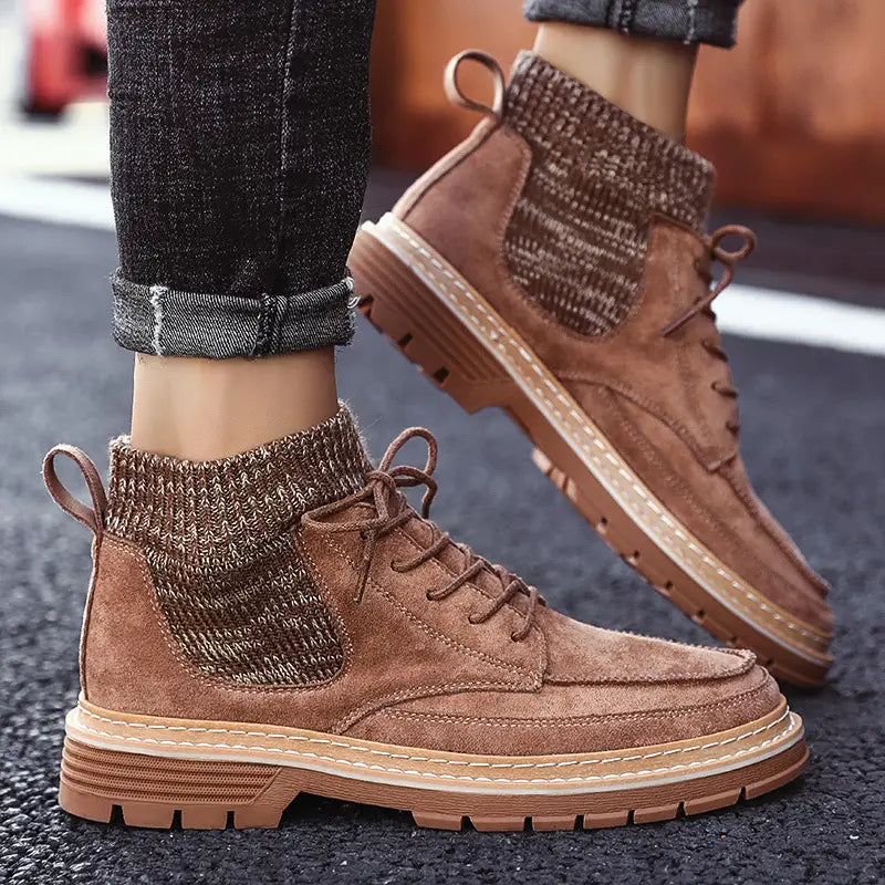 Men’s High Top Martin Boots with Fashion Socks