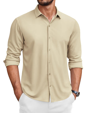 COOFANDY Mens Casual Long Sleeve Dress Shirts Button Down Wrinkle Free Slim Fit Shirt