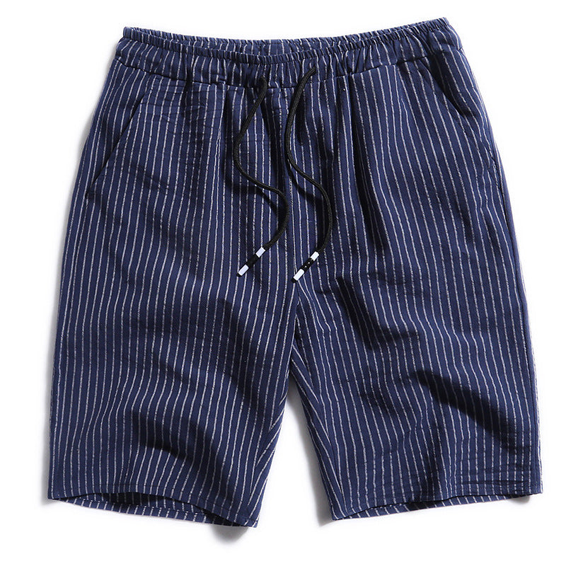 Men's Striped Cotton Five-Point Shorts