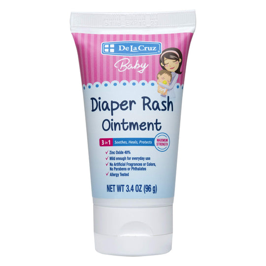 De la Cruz Baby Diaper Rash Cream with Zinc Oxide - Maximum Strength Baby Healing Ointment to Help Soothe Heal and Prevent Diaper Rash - 3.4 OZ
