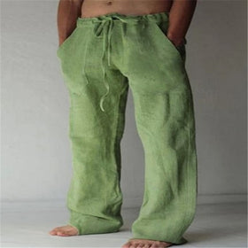 Men's Casual Loose Fit Cotton Linen Drawstring Pants
