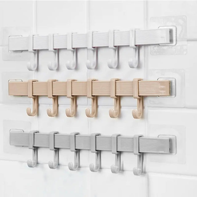 Powerful No-Trace Wall-Mounted Suction Hook with 6 Links
