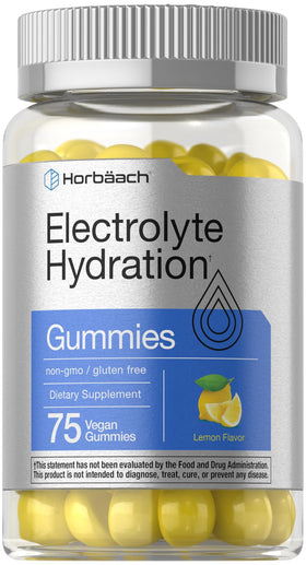 Horbäach Electrolyte Hydration Gummies | 75 Count | Vegan | Lemon Flavor | Non-GMO Gluten Free Supplement