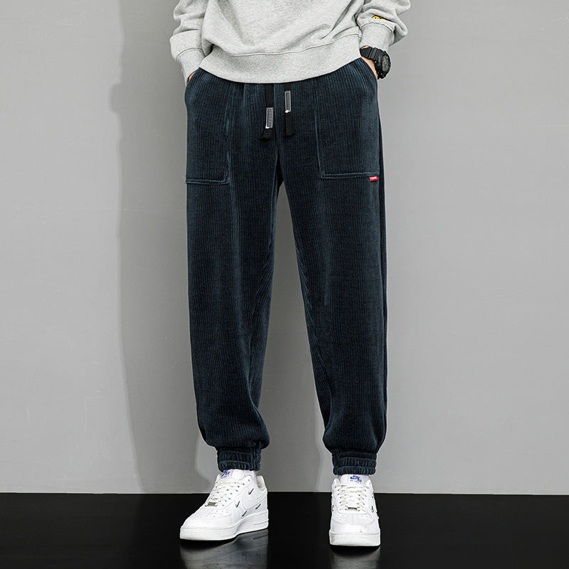 Men's Plus-Size Loose Wide Leg Corduroy Pants