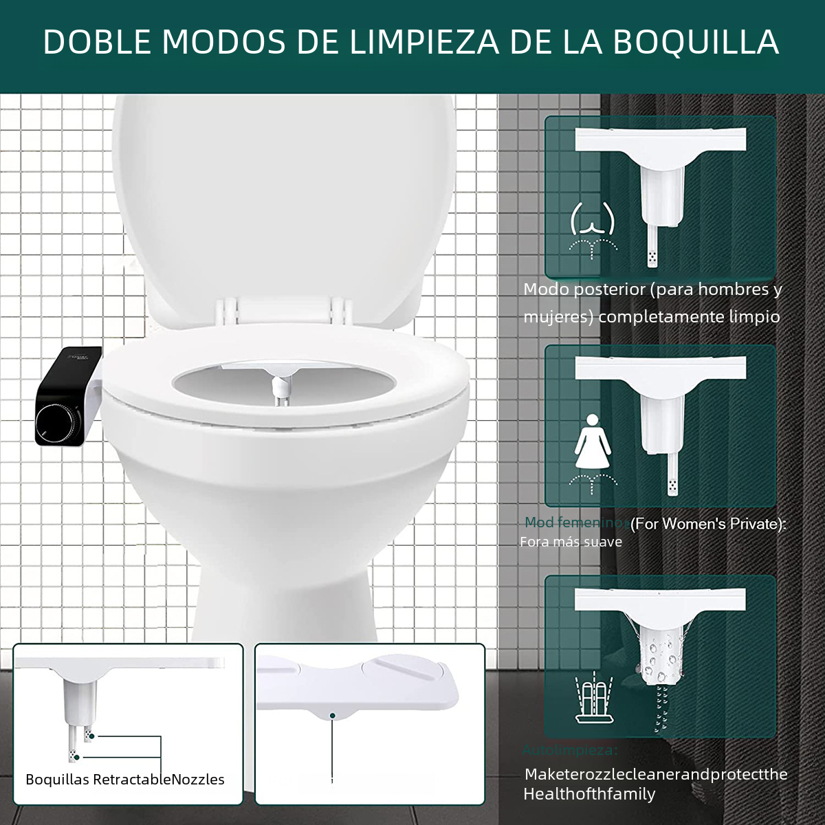 Manual Adjustable Bidet with Dual Spray Function