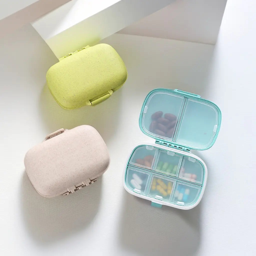 Portable 8-Grid Wheat Straw Medicine Storage Box - Joomcy